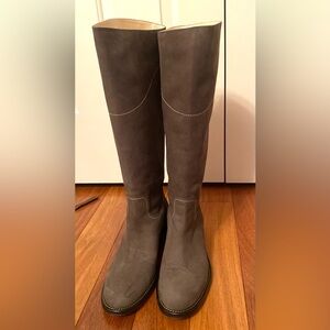 Bettye Muller Italian Knee-High Brown Leather Boots, Size 39 (8.5W)